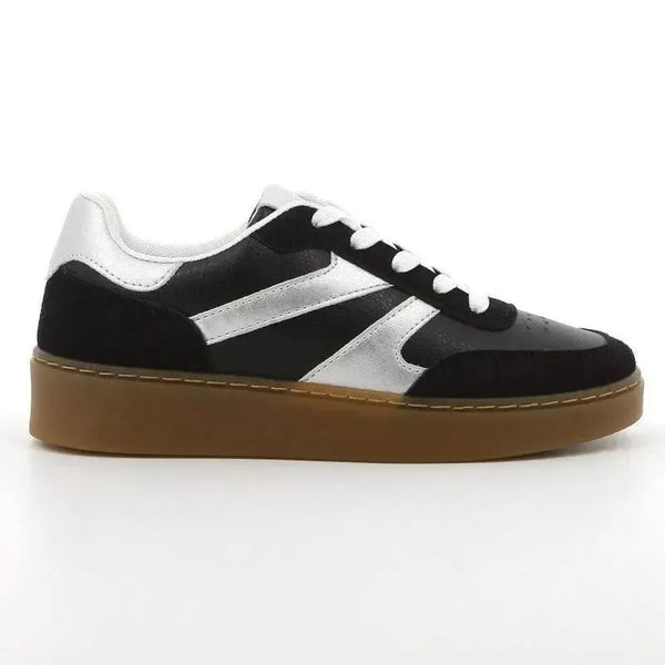Pierre Cardin Rumba 2 Ladies Lace Up Sneaker - Black / Silver