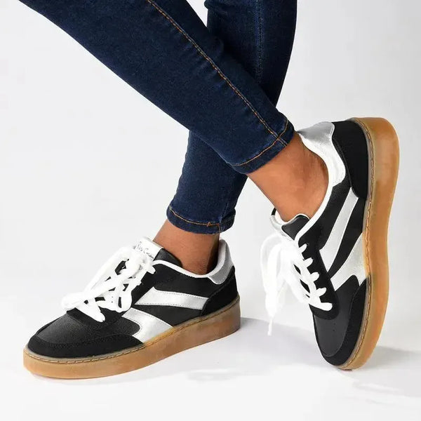Pierre Cardin Rumba 2 Ladies Lace Up Sneaker - Black / Silver