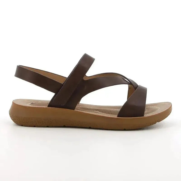 Pierre Cardin Satin Flat Sandal - Brown