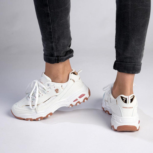 Pierre Cardin Sirene 3 Lace Up Sneaker- White/Rose Gold