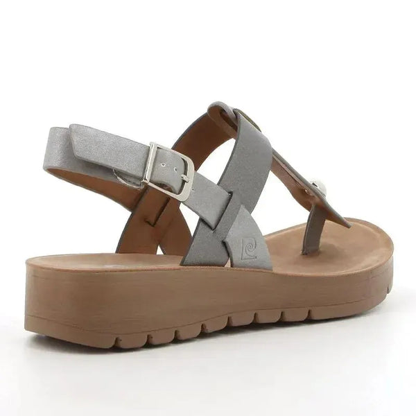 Pierre Cardin Tayla Silver Thong Sandals - Silver