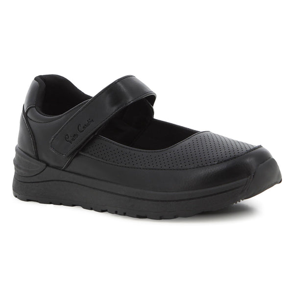 Pierre Cardin Velcro Strap Flat - Black