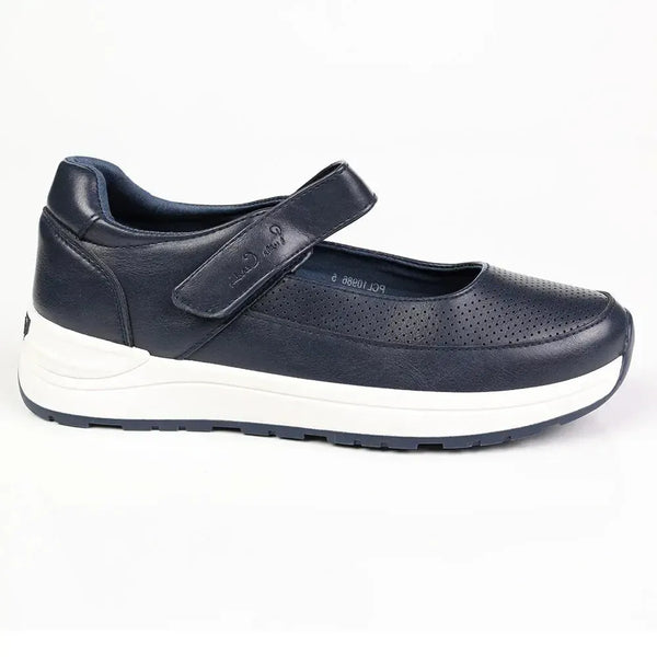 Pierre Cardin Velcro Strap Flat - Navy