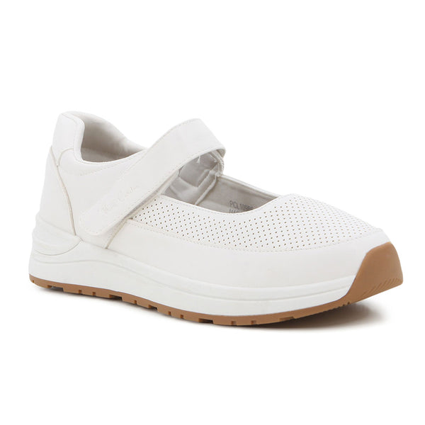 Pierre Cardin Velcro Strap Flat - White