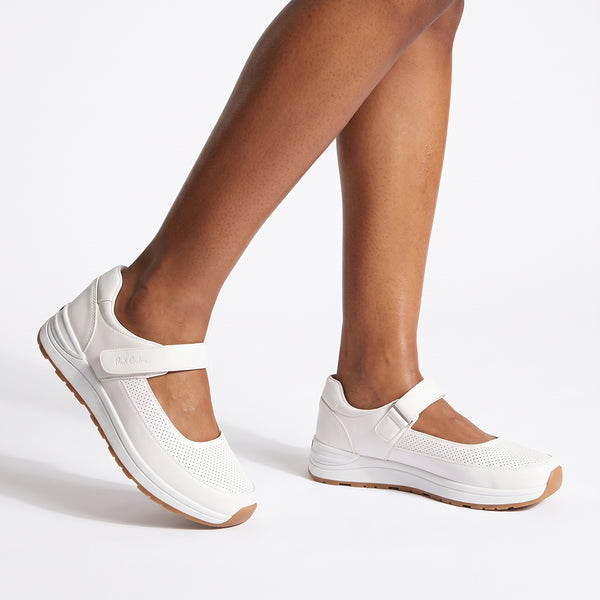 Pierre Cardin Velcro Strap Flat - White