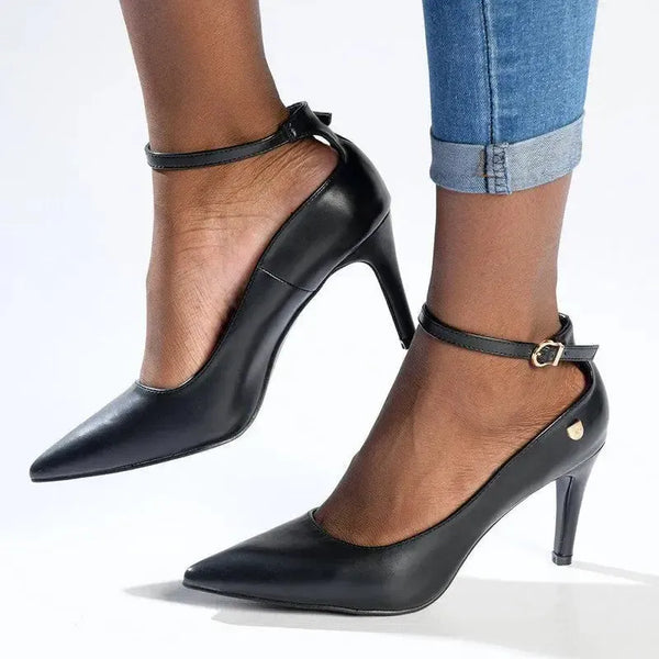 Pierre Cardin Vivian Ankle Strap Court Heels - Black