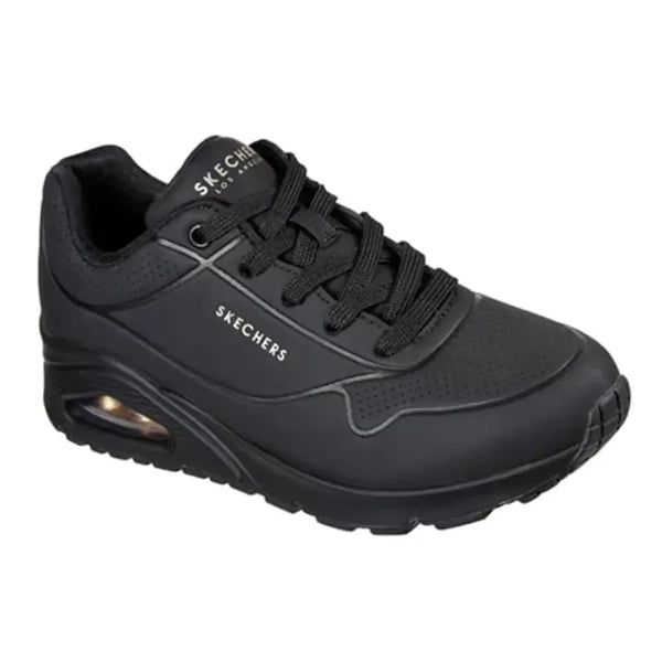 Skechers Uno Lace Up Sneaker - Black Black