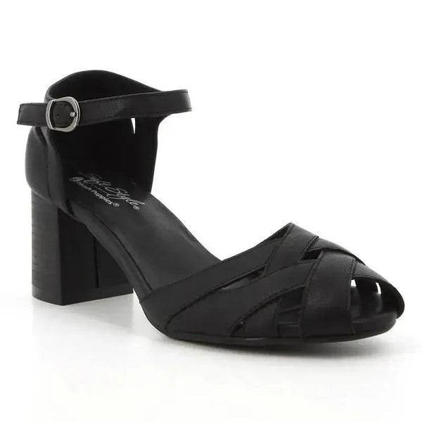 Soft Leni Cross Over Block Heel - Black