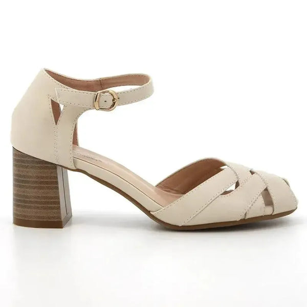 Soft Leni Cross Over Block Heel - Ivory