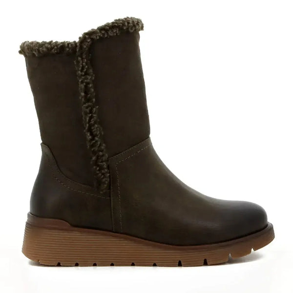 Soft Style by Hush Puppies Kaz 2 Fur Collar Boot - Olive