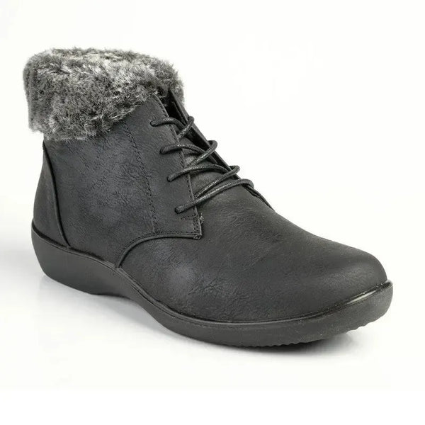 Soft Style by Hush Puppies Yuina Fur Collar Ankle Boot - Black