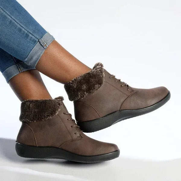 Soft Style by Hush Puppies Yuina Fur Collar Ankle Boot - Brown