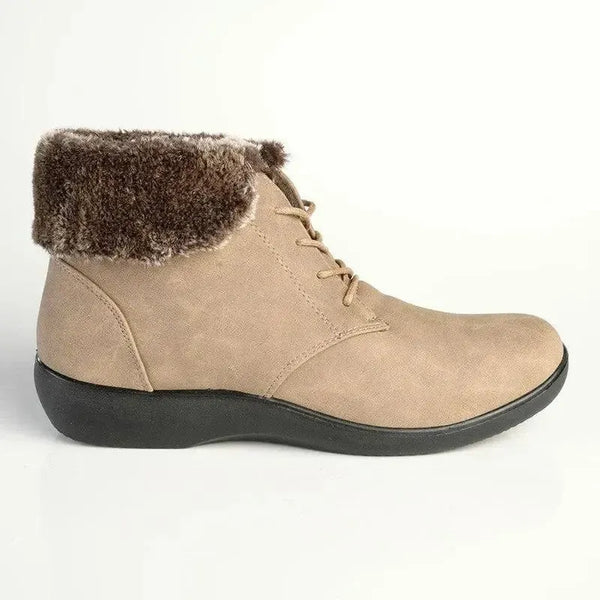 Soft Style by Hush Puppies Yuina Fur Collar Ankle Boot - Taupe
