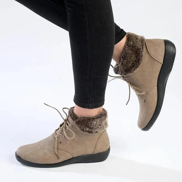 Soft Style by Hush Puppies Yuina Fur Collar Ankle Boot - Taupe