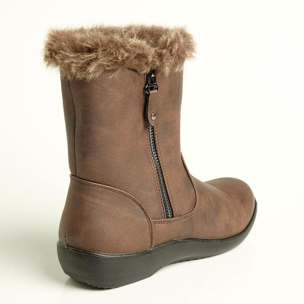 Soft Style by Hush Puppies Yukari Fur Collar Boot - Brown-Soft Style by Hush Puppies-Buy shoes online