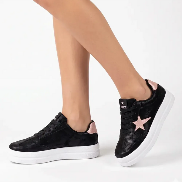 Soviet Ladies Paris Lace Up Sneaker - Black