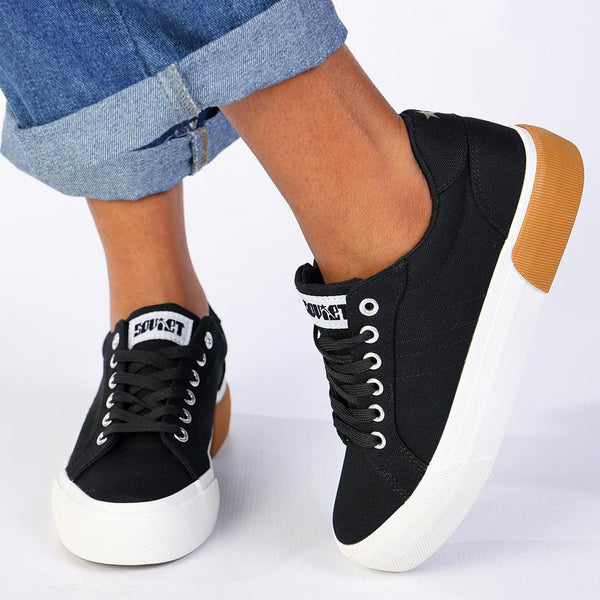 Soviet Ladies Taurus Lace Up Sneaker - Black