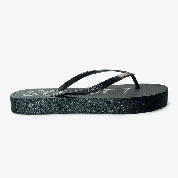 Soviet Platform Thong With Glitter Coating - Black