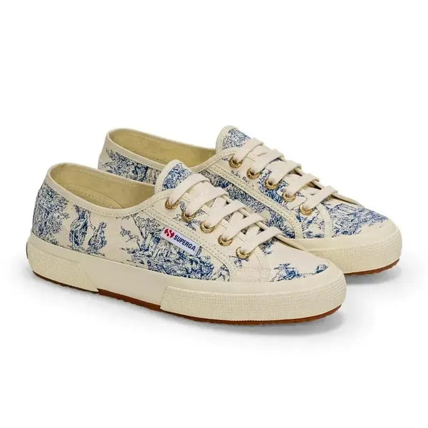 Superga Toile De Jouy 275 Sneaker - Beige Nat/Blue Navy
