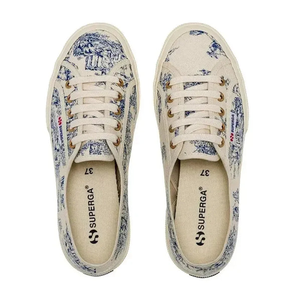 Superga Toile De Jouy 275 Sneaker - Beige Nat/Blue Navy