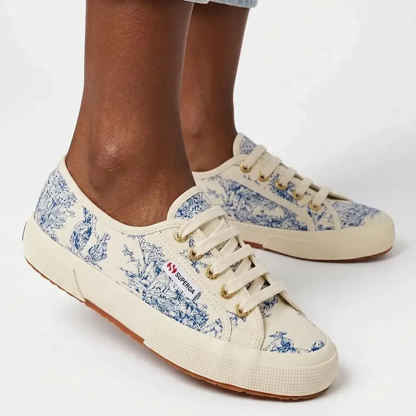 Superga Toile De Jouy 275 Sneaker - Beige Nat/Blue Navy
