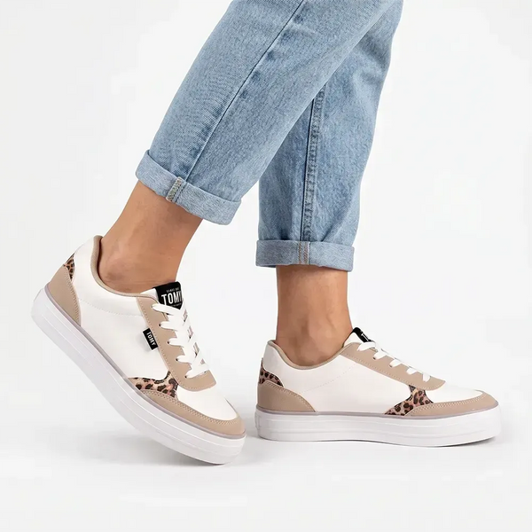 Tomy Sydney Sneaker - White/Tan Print
