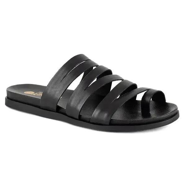 Tsonga Abuye Leather Push In Strappy Sandals - Black