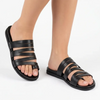 Tsonga Abuye Leather Push In Strappy Sandals - Black
