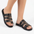 Tsonga Abuye Leather Push In Strappy Sandals - Black