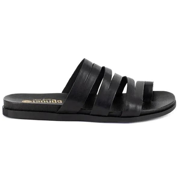 Tsonga Abuye Leather Push In Strappy Sandals - Black