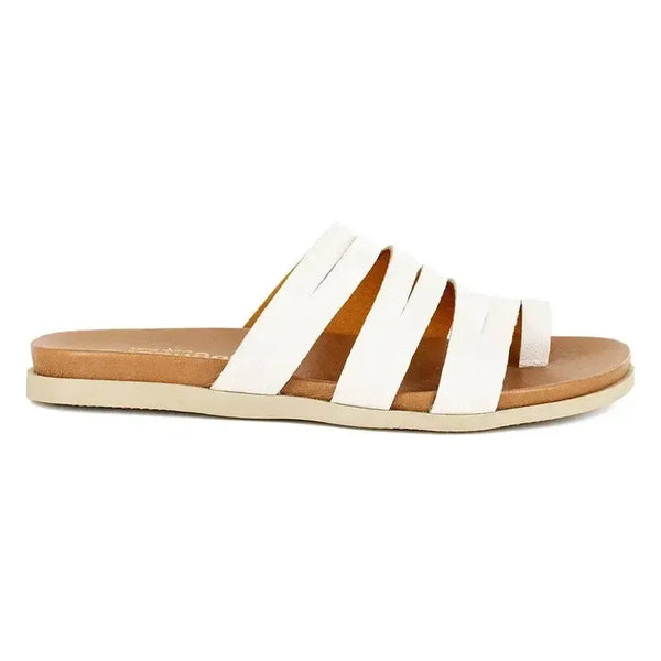 Tsonga Abuye Leather Push In Strappy Sandals - White