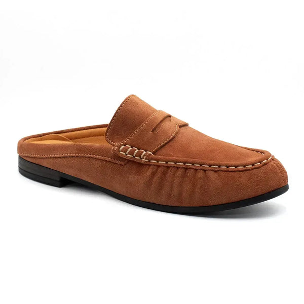 Tsonga Azura Leather Mule- Tan Suede Velour