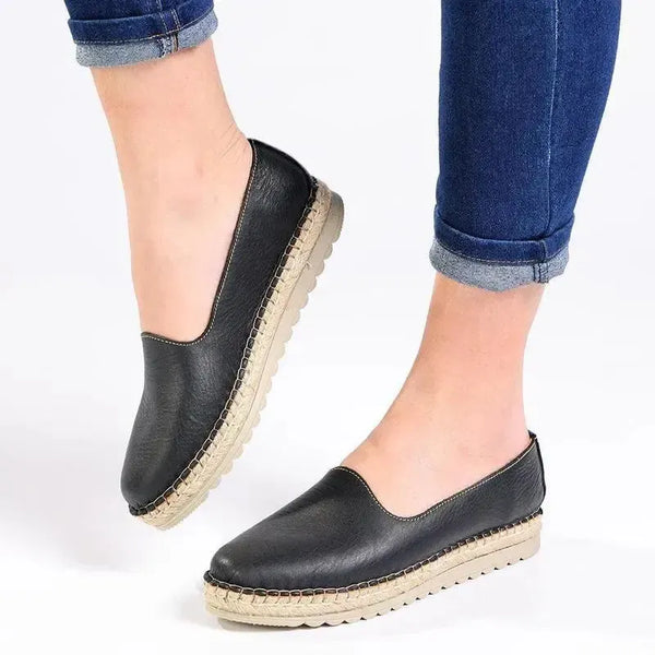 Tsonga Banjul Leather Espadrille Loafer - Black Nantan