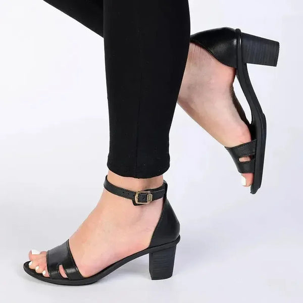 Tsonga Ghardaia Leather Block Heel Sandal - Black