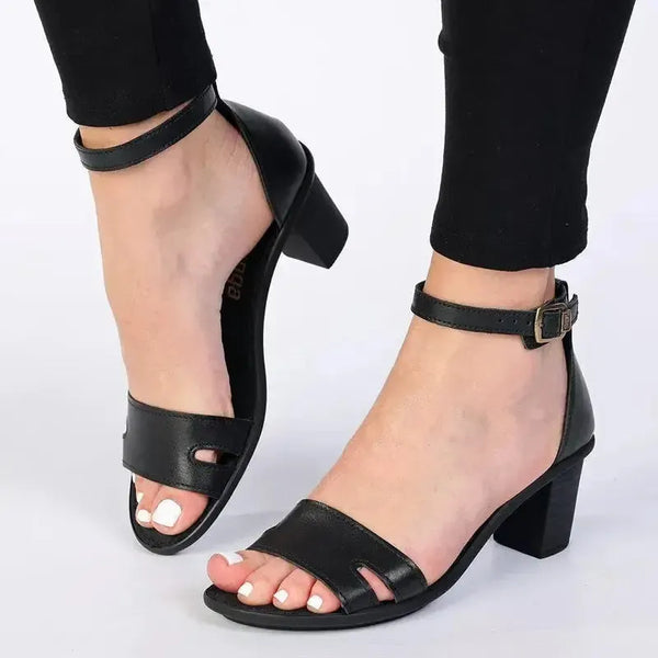 Tsonga Ghardaia Leather Block Heel Sandal - Black