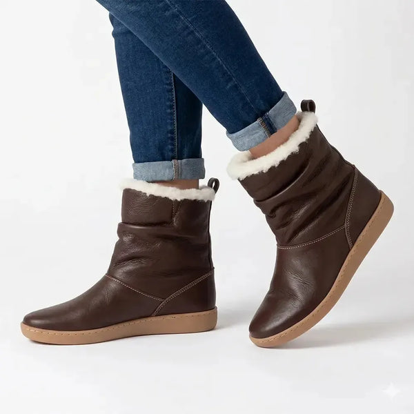 Tsonga Iholide Fur Collar Leather Boot - Choc Natan