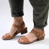 Tsonga Kangcono Leather Low Block Heel Sandal - Hazel Relaxa