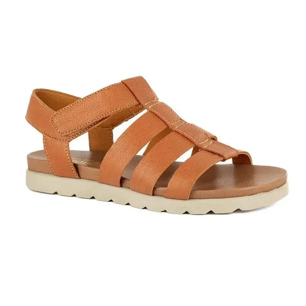 Tsonga Makuleni 3 Strap Leather Sandal With Velcro - Cakak Oak