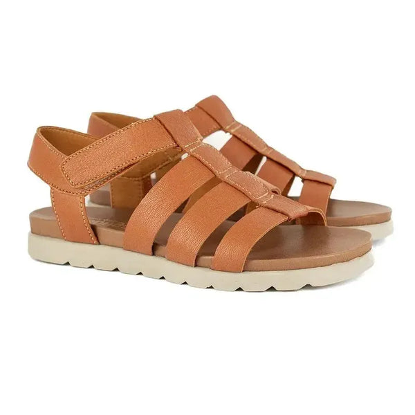 Tsonga Makuleni 3 Strap Leather Sandal With Velcro - Cakak Oak