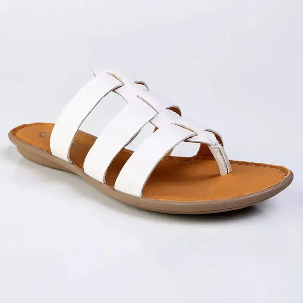 Tsonga Maroua 3 Strap Leather Push In Sandal - White
