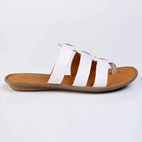 Tsonga Maroua 3 Strap Leather Push In Sandal - White