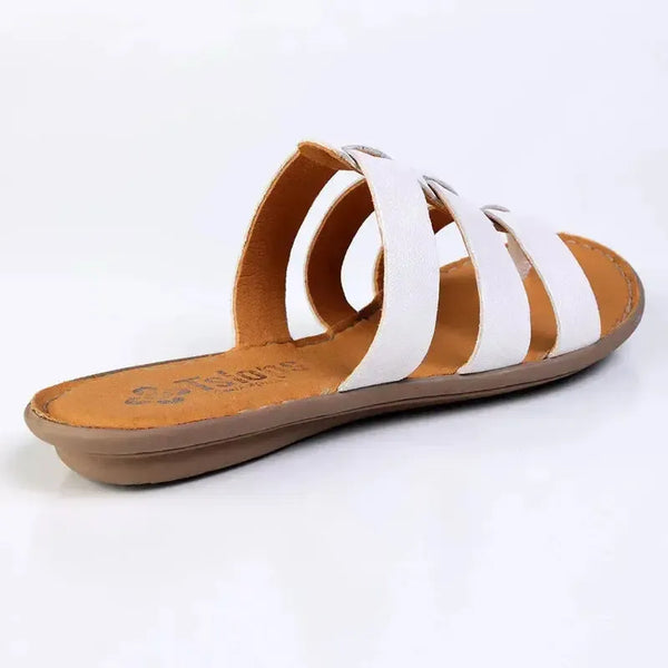 Tsonga Maroua 3 Strap Leather Push In Sandal - White
