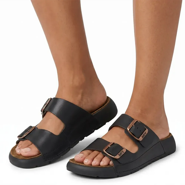 Tsonga Masego Leather Footbed Sandal - Black
