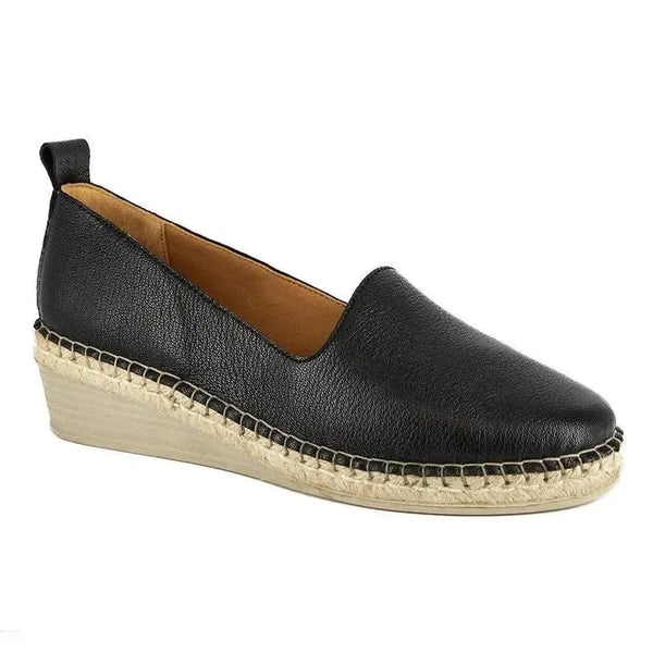 Tsonga Mfifa Leather Closed Toe Wedge - Cayak Black