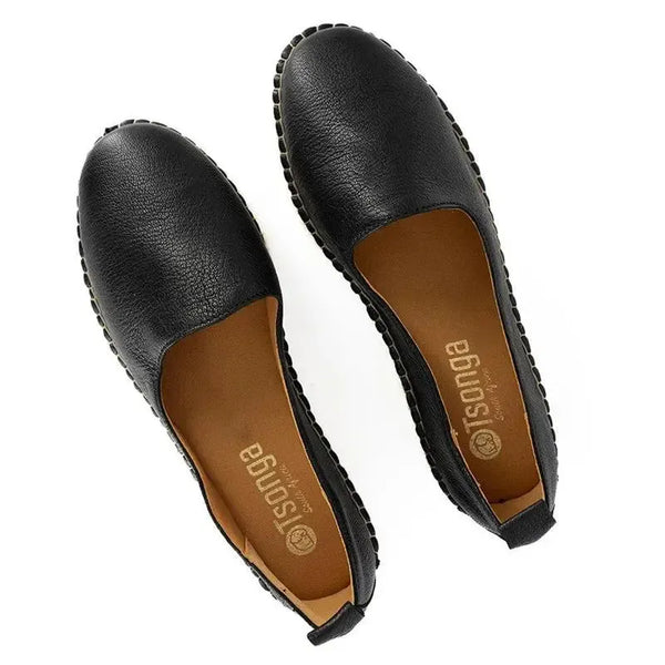Tsonga Mfifa Leather Closed Toe Wedge - Cayak Black