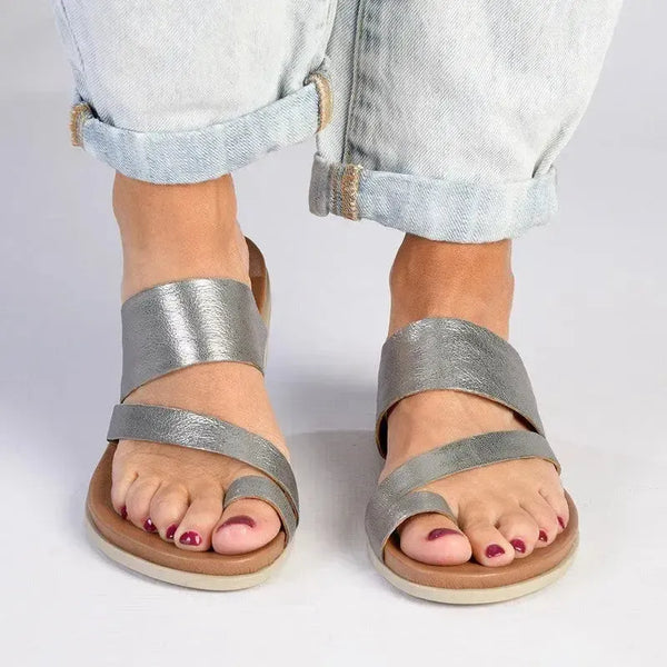 Tsonga Ningizimu Leather Toe Loop Sandals - Tallio Grid