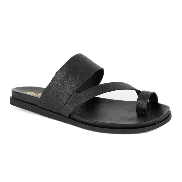 Tsonga Ningizimu Toe Loop Leather Sandals - Black