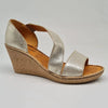 Tsonga Nompempe Leather Wedge Sandal - Bark/Soft Gold