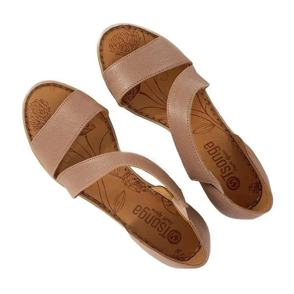 Tsonga Nompempe Leather Wedge Sandal - Timber