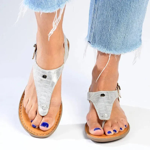 Tsonga Ovaroli Leather Thong Sandals - Steel Brio